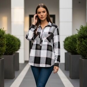 SOHO NEW YORK & CO JEANS XL  Women's‎ Colorblock Blouse Pink Black Wht NWT $60